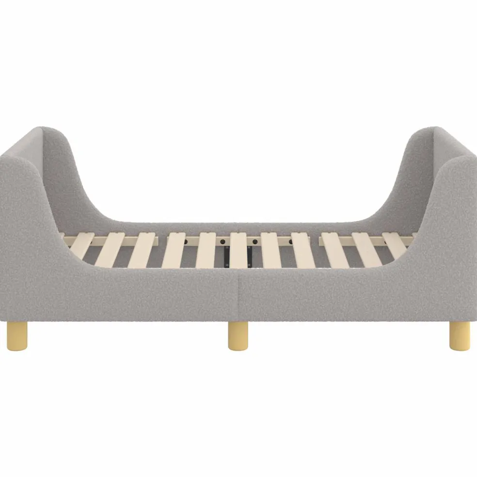 vidaXL Peuterbedframe met hoofdbord Lichtgrijs 70 x 140 cm Bouclé