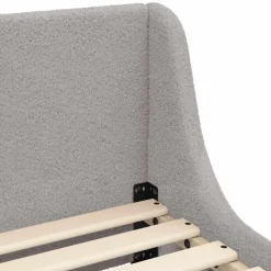 vidaXL Peuterbedframe met hoofdbord Lichtgrijs 70 x 140 cm Bouclé