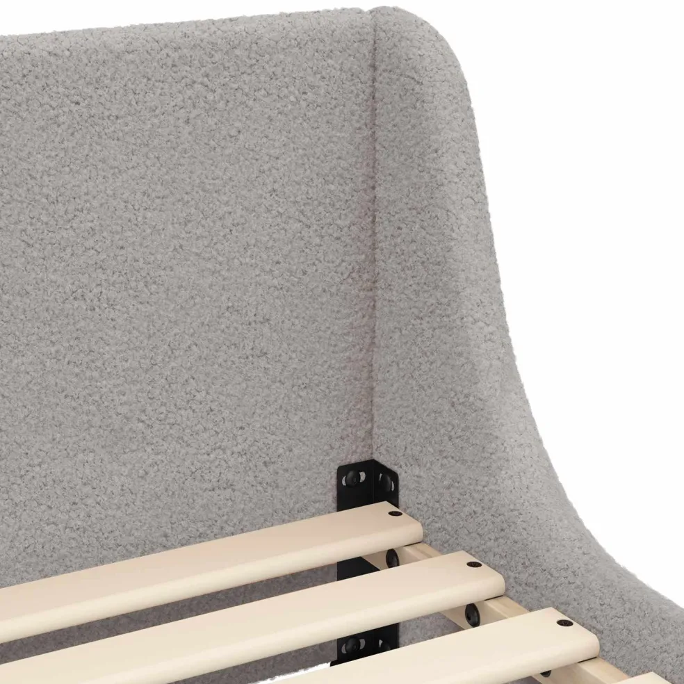 vidaXL Peuterbedframe met hoofdbord Lichtgrijs 70 x 140 cm Bouclé
