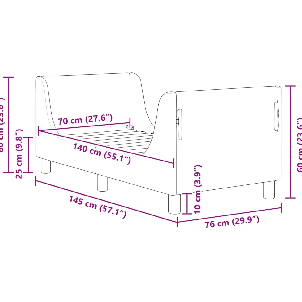 vidaXL Peuterbedframe met hoofdbord Lichtgrijs 70 x 140 cm Bouclé