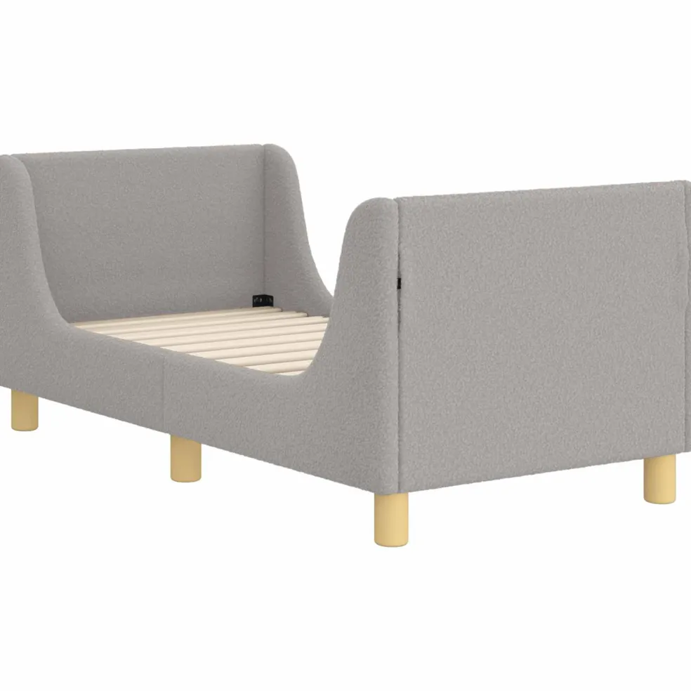 vidaXL Peuterbedframe met hoofdbord Lichtgrijs 70 x 140 cm Bouclé