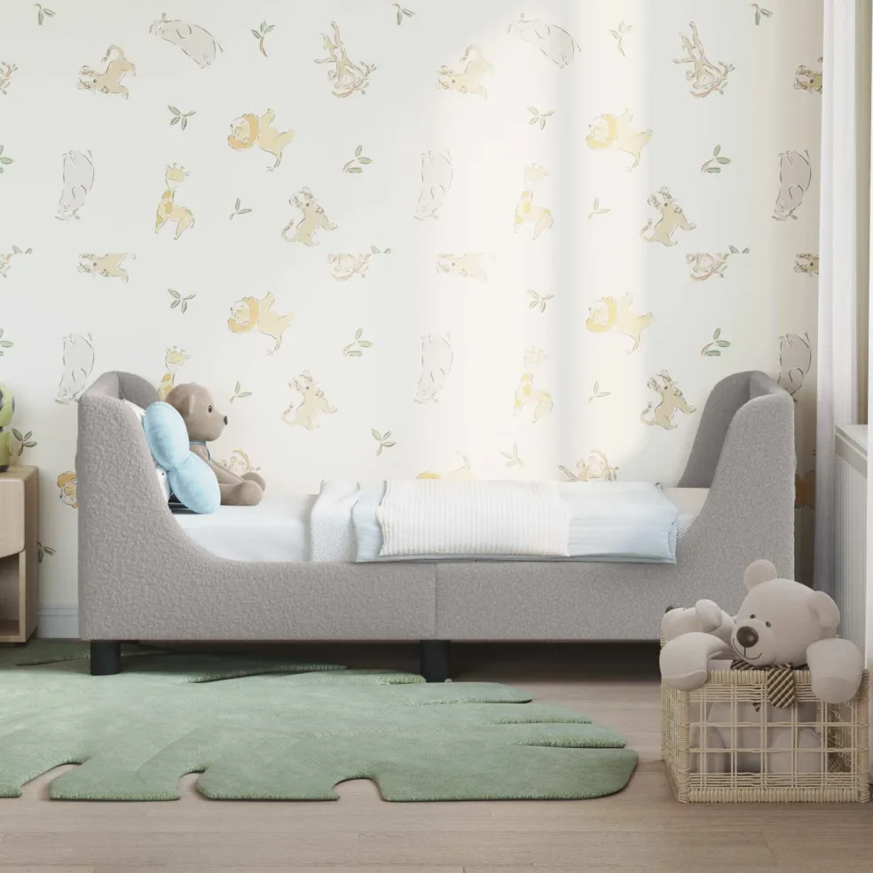 vidaXL Peuterbedframe met hoofdbord Lichtgrijs 70 x 140 cm Bouclé