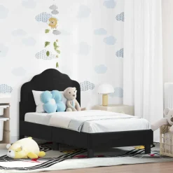 vidaXL Peuterbedframe met hoofdbord Zwart 70 x 140 cm Fluweel