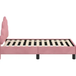 vidaXL Peuterbedframe met hoofdbord Roze 70 x 140 cm Fluweel