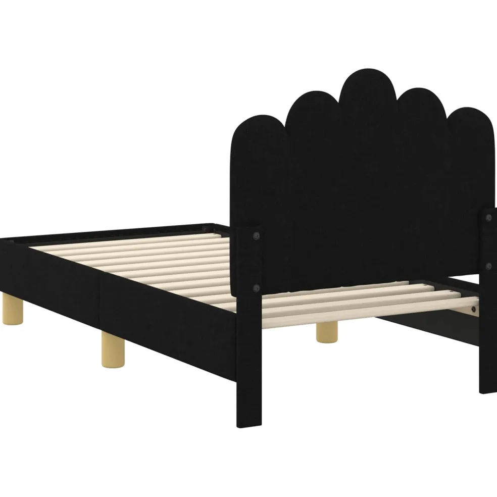 vidaXL Peuterbedframe met hoofdbord Zwart 70 x 140 cm Stof