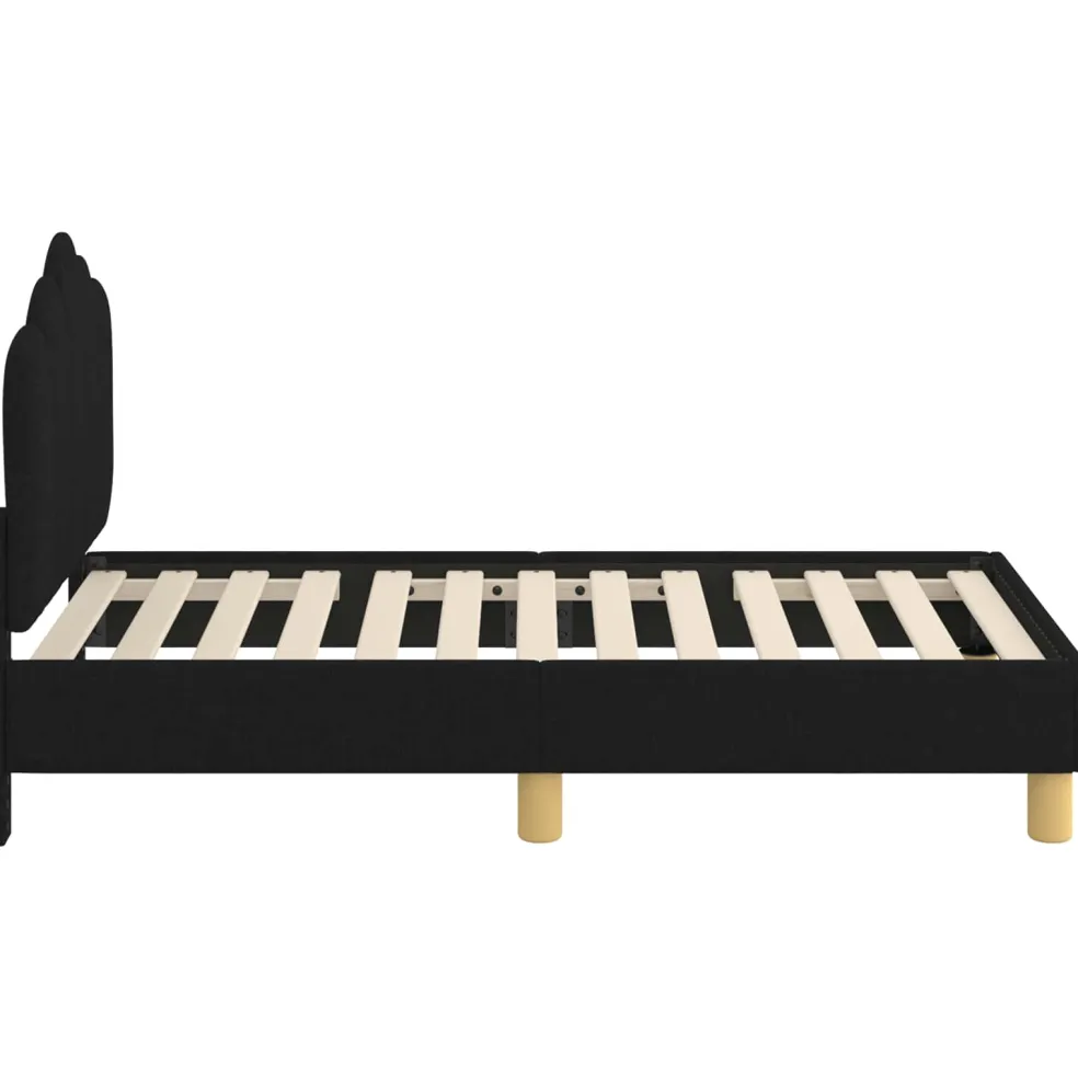 vidaXL Peuterbedframe met hoofdbord Zwart 70 x 140 cm Stof