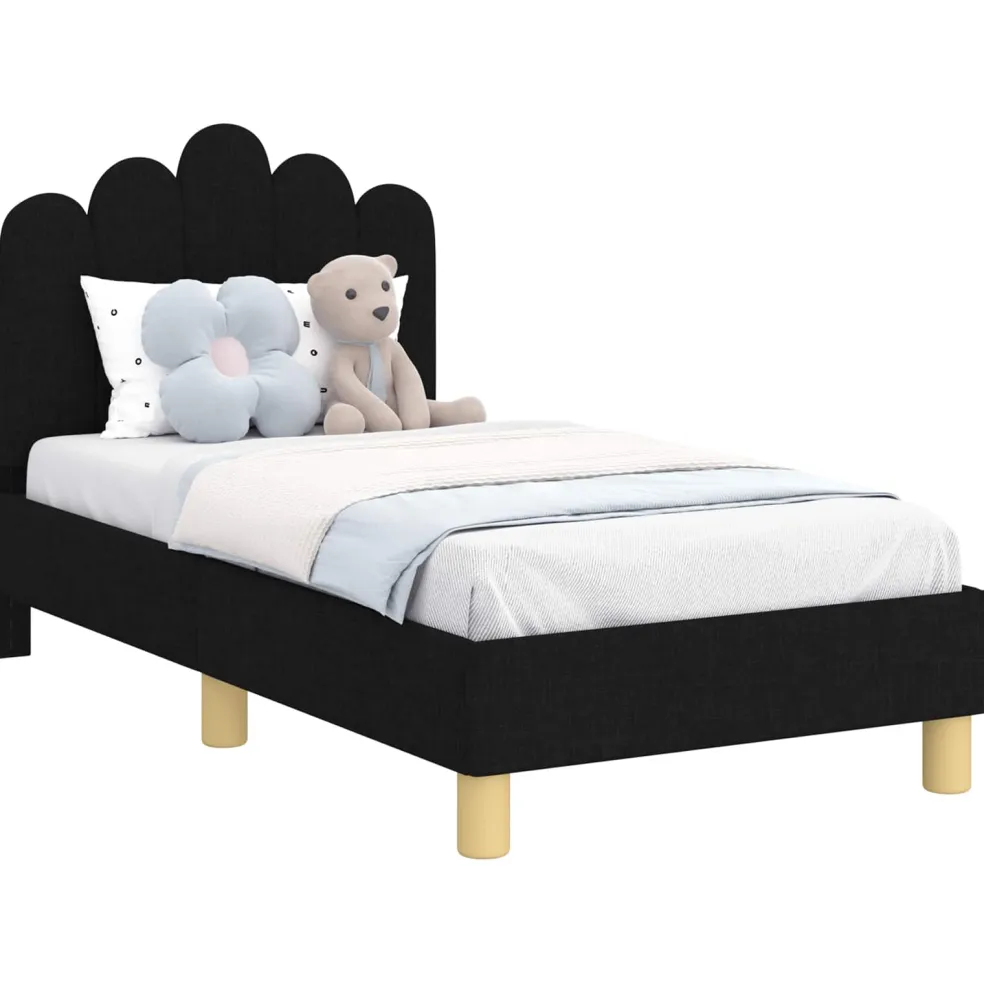 vidaXL Peuterbedframe met hoofdbord Zwart 70 x 140 cm Stof