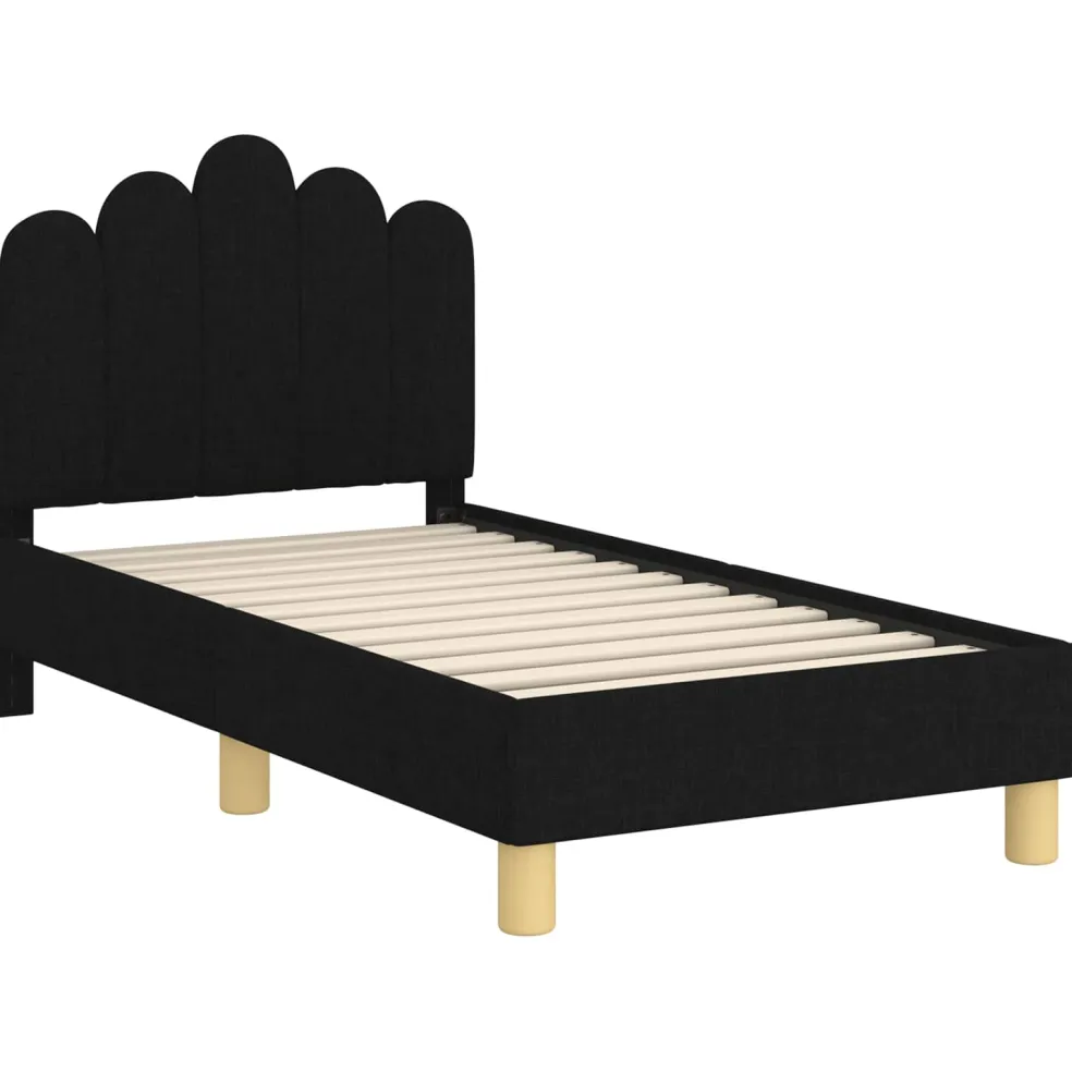 vidaXL Peuterbedframe met hoofdbord Zwart 70 x 140 cm Stof