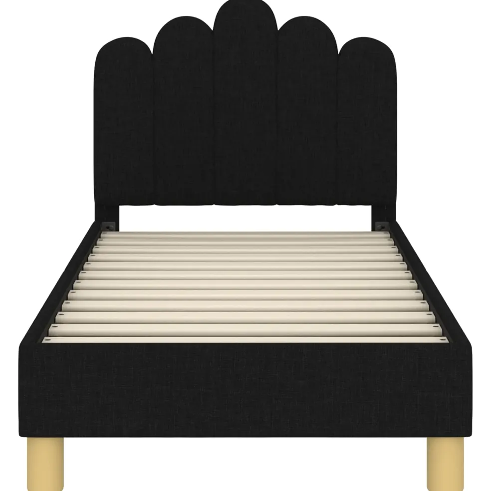 vidaXL Peuterbedframe met hoofdbord Zwart 70 x 140 cm Stof