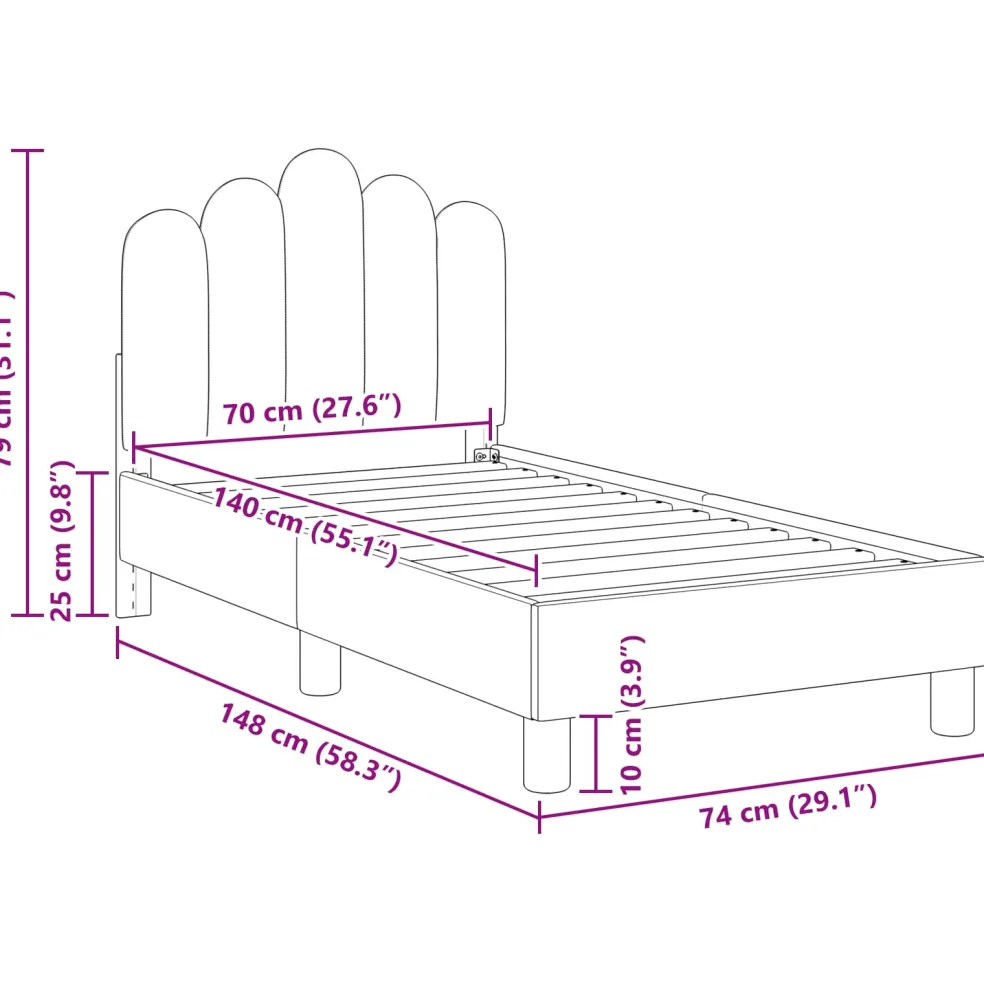 vidaXL Peuterbedframe met hoofdbord Zwart 70 x 140 cm Stof