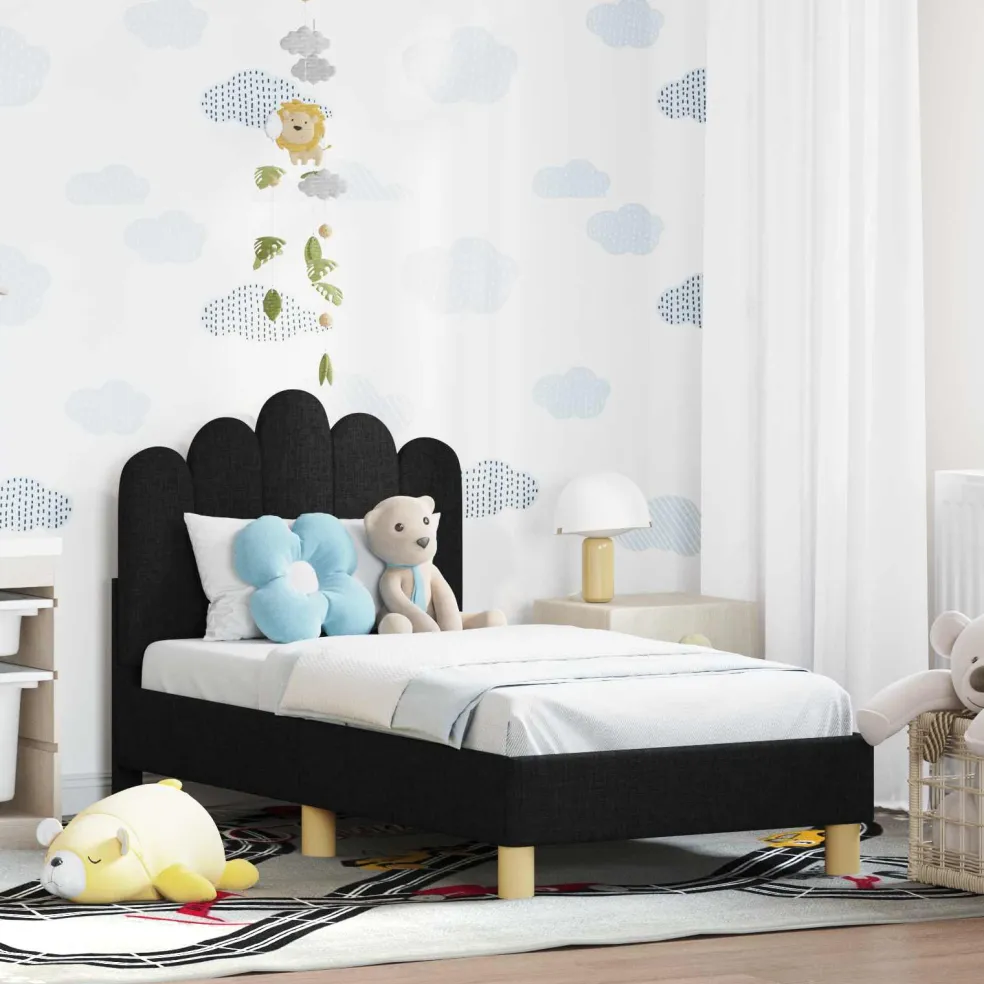 vidaXL Peuterbedframe met hoofdbord Zwart 70 x 140 cm Stof
