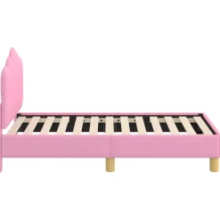 vidaXL Peuterbedframe met hoofdbord Roze 70 x 140 cm Stof