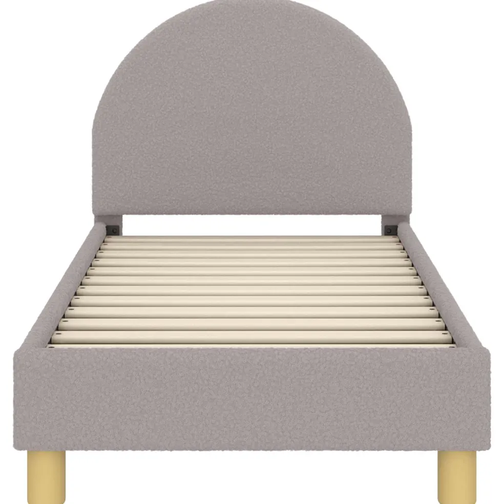 vidaXL Peuterbedframe met hoofdbord Lichtgrijs 70 x 140 cm Bouclé