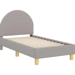vidaXL Peuterbedframe met hoofdbord Lichtgrijs 70 x 140 cm Bouclé