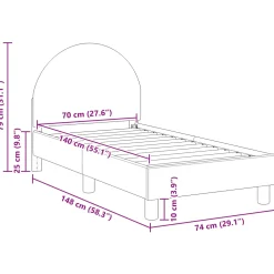 vidaXL Peuterbedframe met hoofdbord Lichtgrijs 70 x 140 cm Bouclé