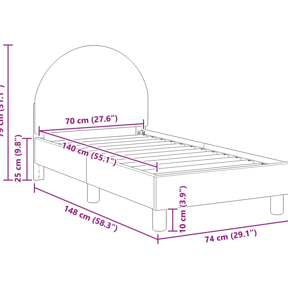 vidaXL Peuterbedframe met hoofdbord Lichtgrijs 70 x 140 cm Bouclé