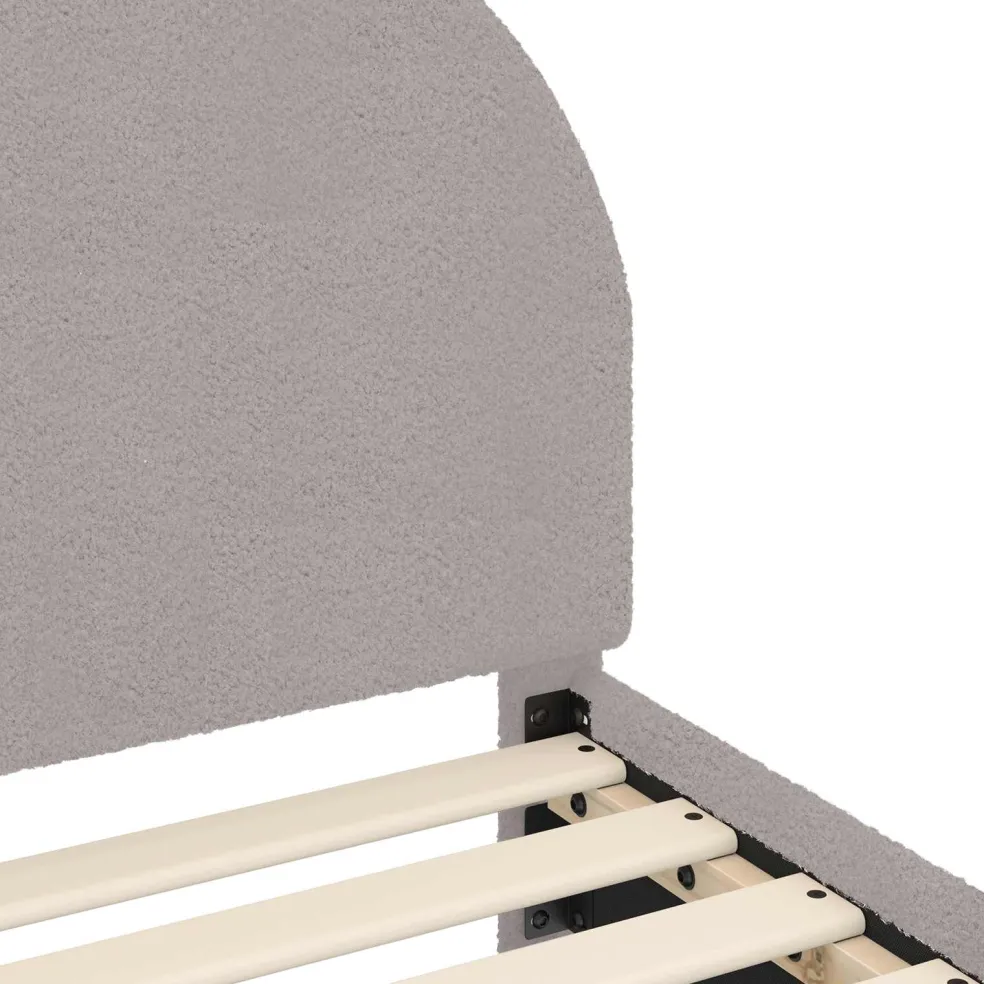 vidaXL Peuterbedframe met hoofdbord Lichtgrijs 70 x 140 cm Bouclé