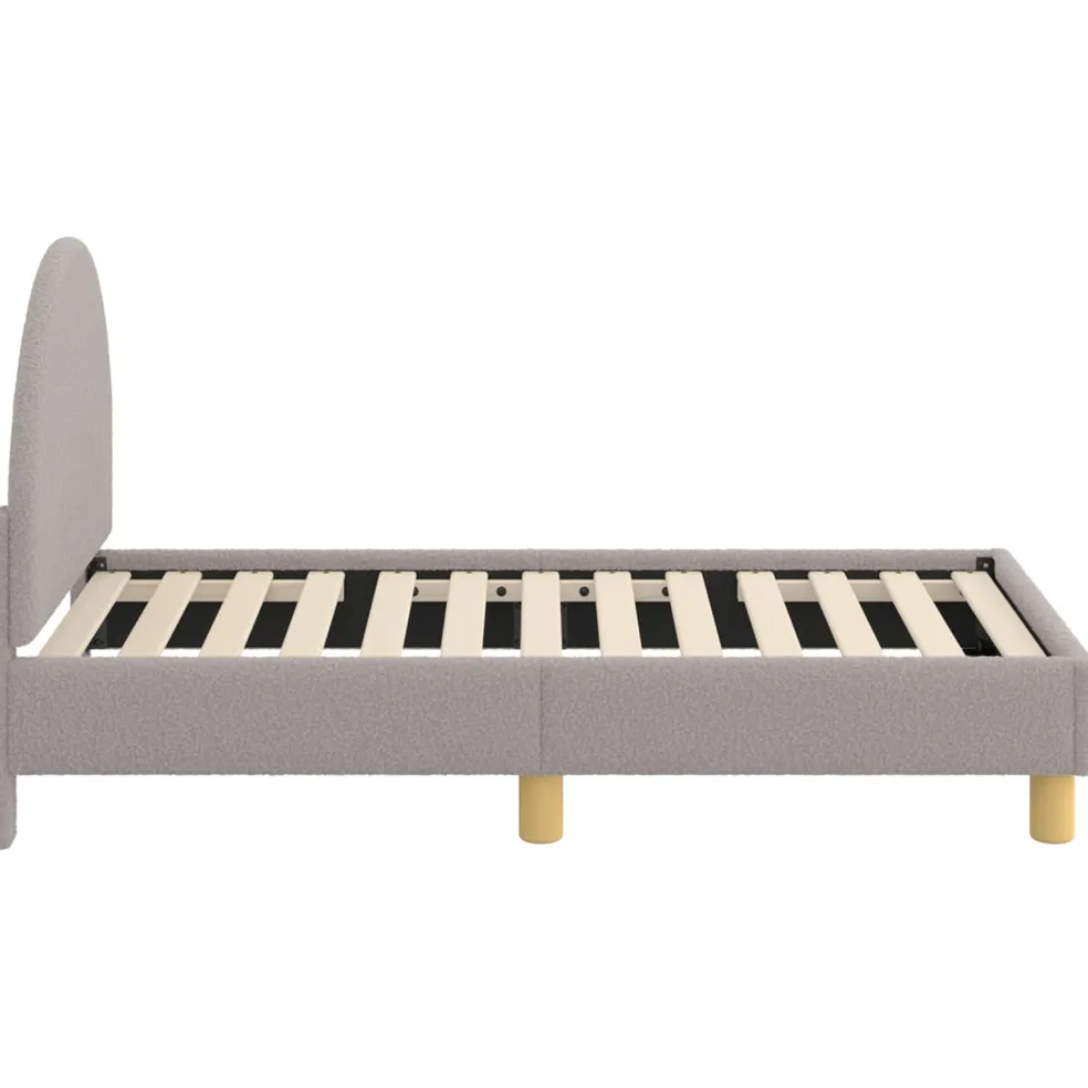 vidaXL Peuterbedframe met hoofdbord Lichtgrijs 70 x 140 cm Bouclé