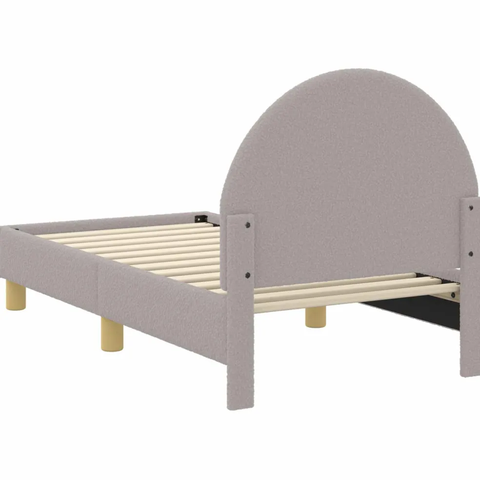 vidaXL Peuterbedframe met hoofdbord Lichtgrijs 70 x 140 cm Bouclé