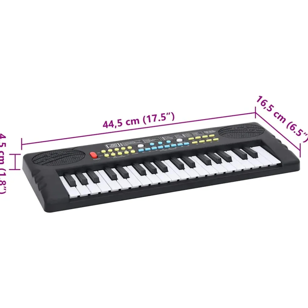 vidaXL Piano elektrisch toetsenbord met 37 toetsen en microfoon