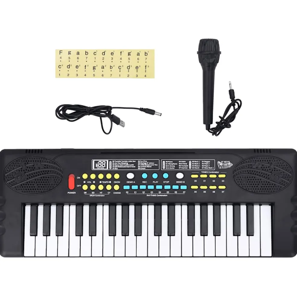 vidaXL Piano elektrisch toetsenbord met 37 toetsen en microfoon