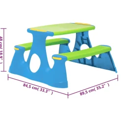 vidaXL Picknickbank voor kinderen 89,5x84,5x48 cm polypropeen