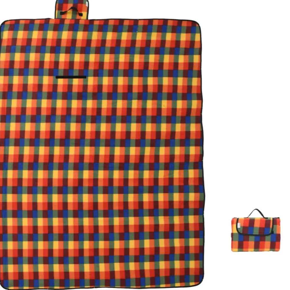 vidaXL Picknickkleed opvouwbaar geruit 200x150 cm fluweel meerkleurig
