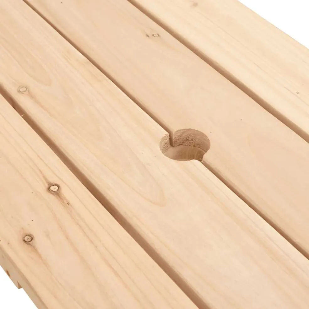 vidaXL Picknicktafel voor 4 kinderen met parasol massief vurenhout