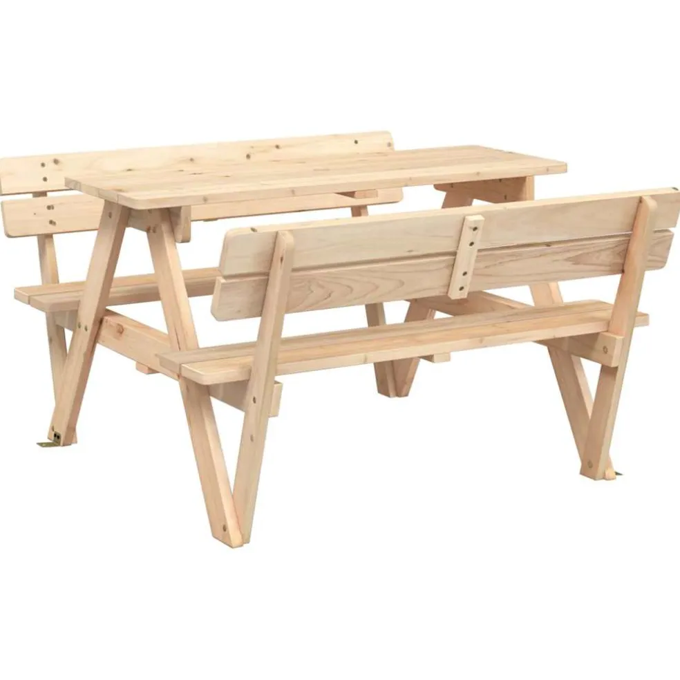 vidaXL Picknicktafel voor 4 kinderen met parasol massief vurenhout