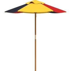 vidaXL Picknicktafel voor 4 kinderen met parasol massief vurenhout