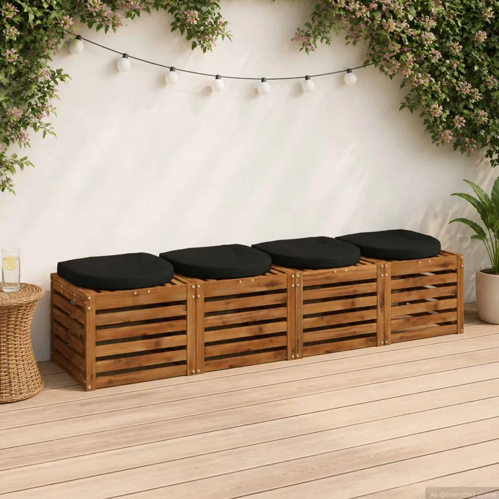 vidaXL 4-Piece Zitkussens 4 st 100% Polyester Zwart 40 x 40 x 5 cm