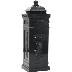 vidaXL Pilaar brievenbus vintage stijl roestbestendig aluminium zwart