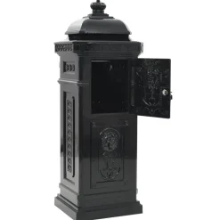 vidaXL Pilaar brievenbus vintage stijl roestbestendig aluminium zwart
