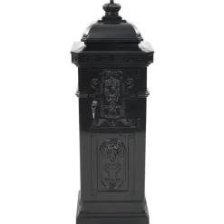 vidaXL Pilaar brievenbus vintage stijl roestbestendig aluminium zwart