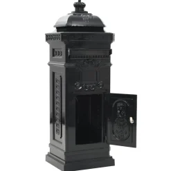 vidaXL Pilaar brievenbus vintage stijl roestbestendig aluminium zwart