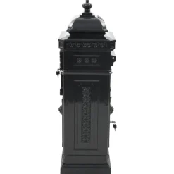 vidaXL Pilaar brievenbus vintage stijl roestbestendig aluminium zwart