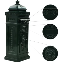vidaXL Pilaar brievenbus vintage stijl roestbestendig aluminium groen