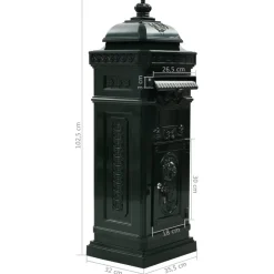 vidaXL Pilaar brievenbus vintage stijl roestbestendig aluminium groen