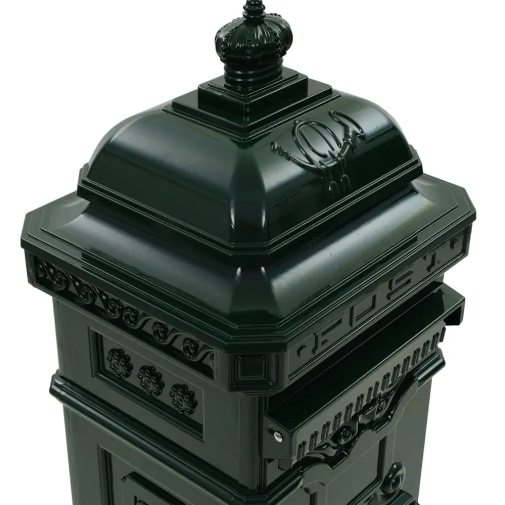 vidaXL Pilaar brievenbus vintage stijl roestbestendig aluminium groen