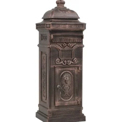 vidaXL Pilaar brievenbus vintage stijl roestbestendig aluminium brons