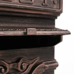 vidaXL Pilaar brievenbus vintage stijl roestbestendig aluminium brons