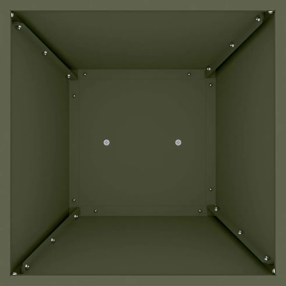 vidaXL Pilaar Plantenbak Olijfgroen 35 x 35 x 73 cm Koudgewalst staal