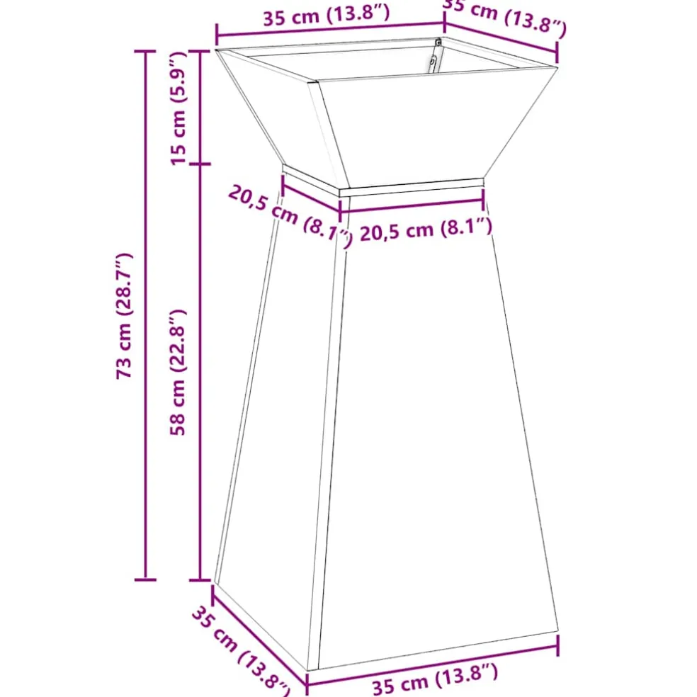 vidaXL Pilaar Plantenbak Olijfgroen 35 x 35 x 73 cm Koudgewalst staal
