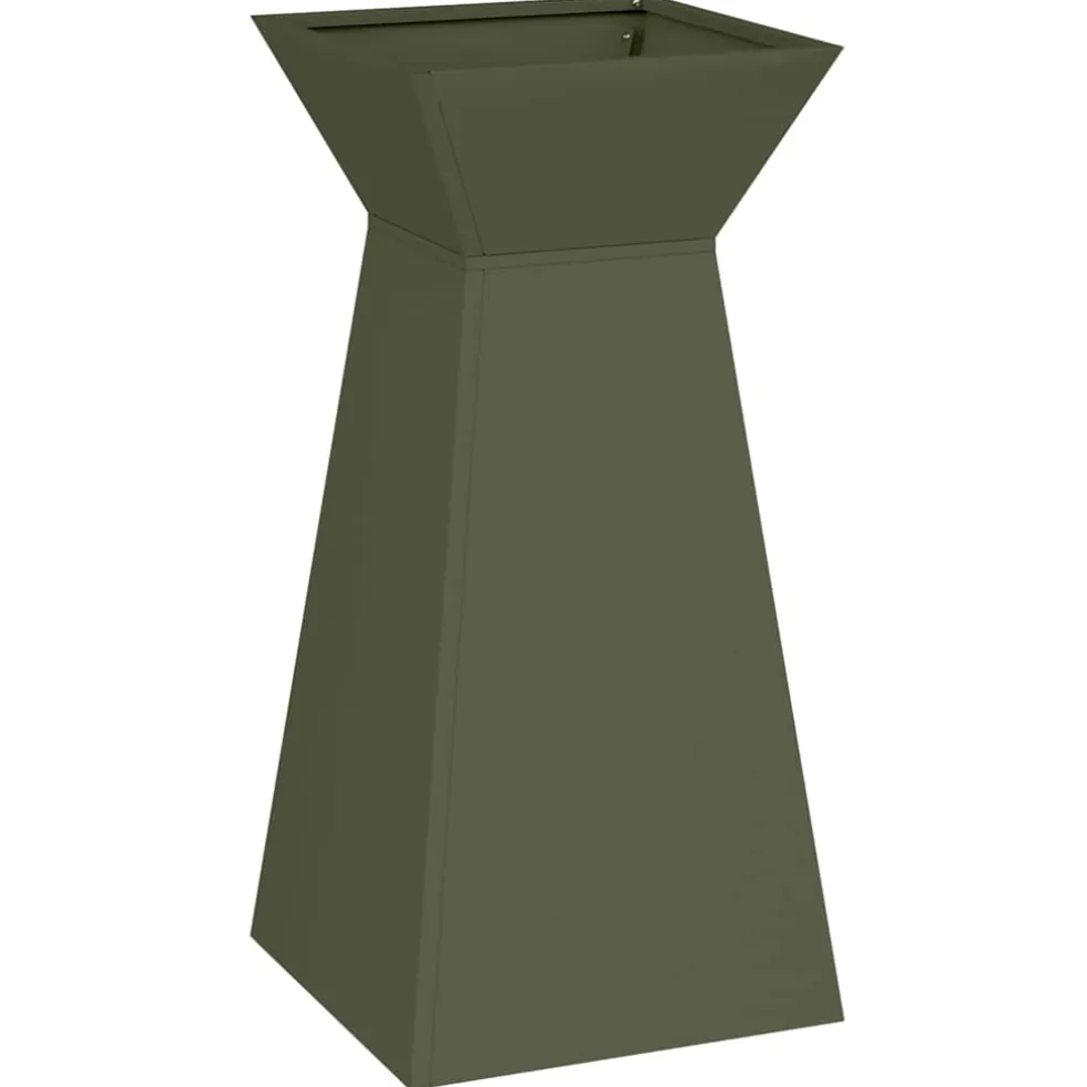 vidaXL Pilaar Plantenbak Olijfgroen 35 x 35 x 73 cm Koudgewalst staal