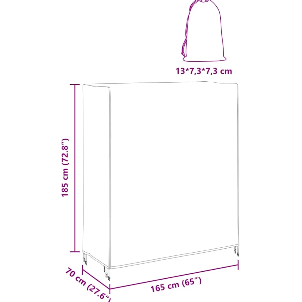 vidaXL Pingpong Tafelbedekking 165 x 70 x 185 cm Stof Onregelmatig