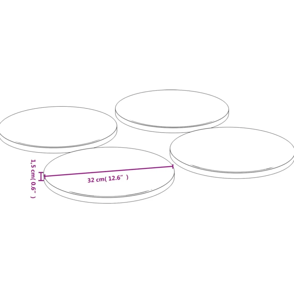 vidaXL Pizzaborden 4 st Ø32x1,5 cm bamboe