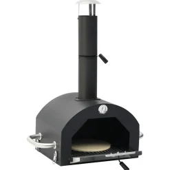 vidaXL Pizzaoven en barbecue 3-in-1 zwart