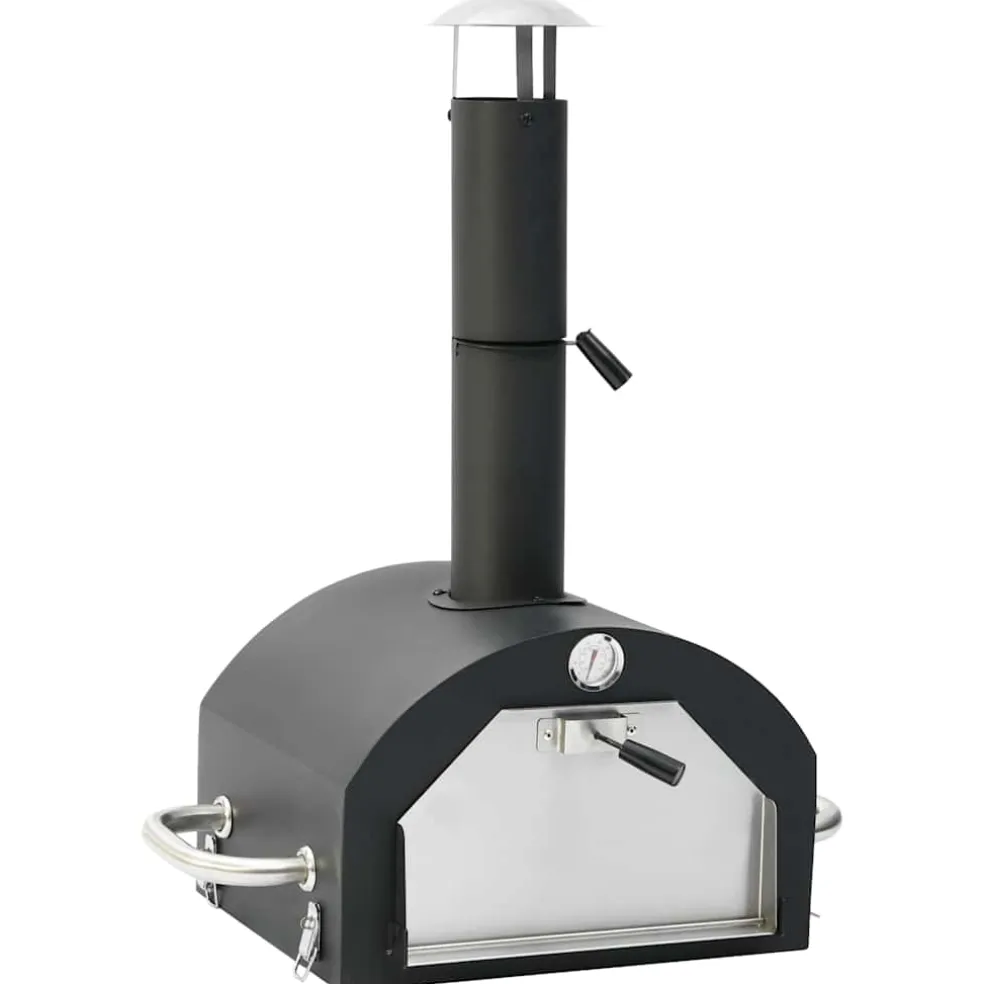 vidaXL Pizzaoven en barbecue 3-in-1 zwart