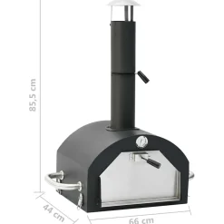 vidaXL Pizzaoven en barbecue 3-in-1 zwart