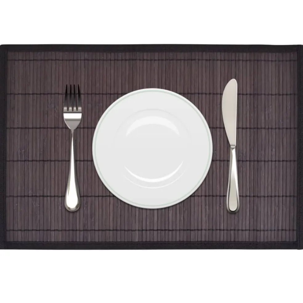 vidaXL 6 Placemats bamboe 30 x 45 cm donkerbruin